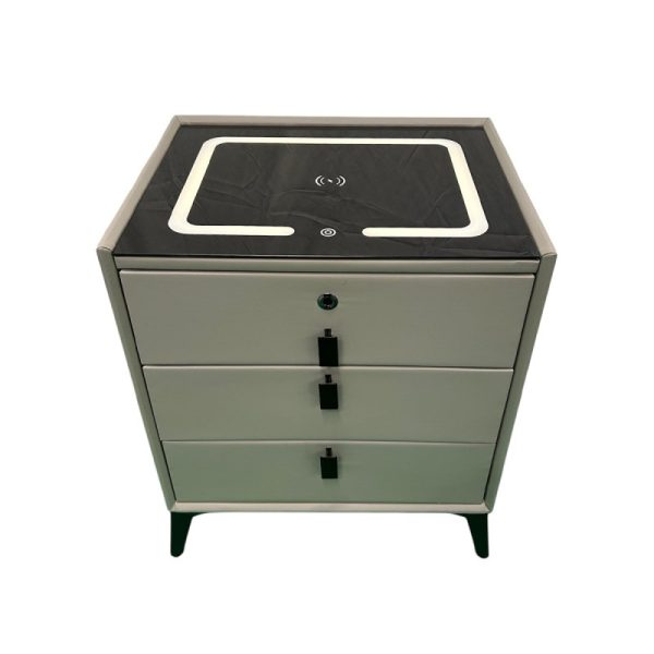 Velador Smart 3 Cajones Gris Claro Glm13